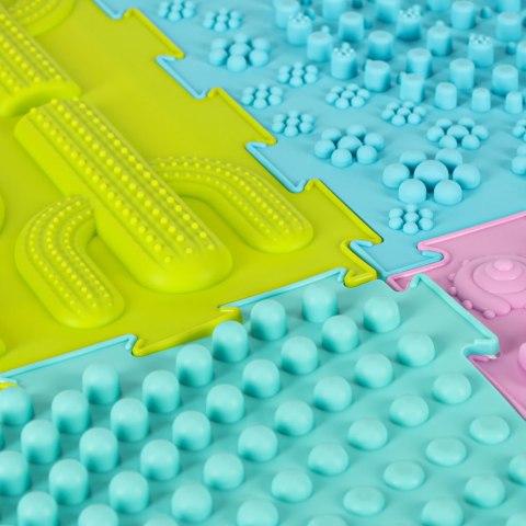 Mata sensoryczna puzzle montessori do masażu stóp 8 elementów pastelowe