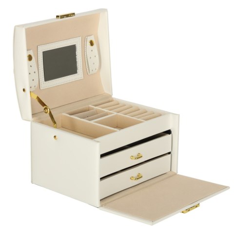 Szkatułka kuferek na biżuterię z szufladami biała