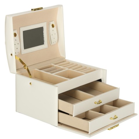 Szkatułka kuferek na biżuterię z szufladami biała