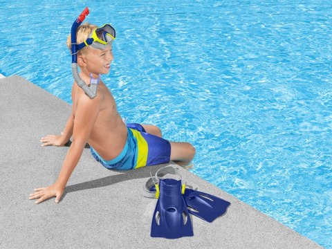 Bestway Zestaw do snorkelingu Maska z rurką i płetwami NIEBIESKI 7+ 25046