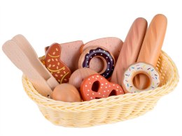 Koszyk z pieczywem drewniane produkty chleb donut bagietka ZA4134
