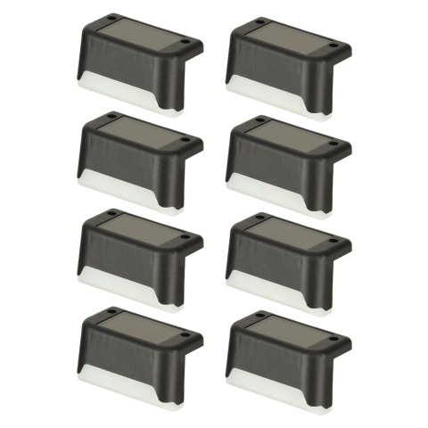 Lampa solarna schodowa ogrodowa zewnętrzna LED na schody czujnik zmierzchu 8 sztuk