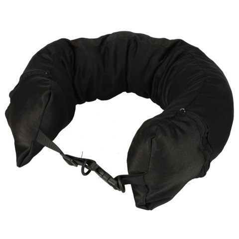 Poduszka turystyczna podróżna rogal zagłówek na szyję schowek do wypełnienia czarna