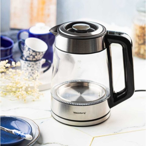 CZAJNIK ELEKTRYCZNY SZKLANY 1,7L KLAUSBERG KB-7888 LED RGB