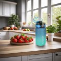Butelka na wodę bidon ze słomką uchwytem sportowy 600ml niebiesko-zielony