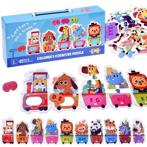 Puzzle edukacyjne Pociąg ze zwierzątkami do nauki alfabetu 40-ele ZA5751