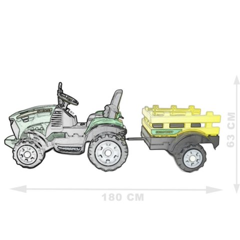 WIELKI TRAKTOR HALLO BABY Z PRZYCZEPĄ, PILOT, APLIKACJA/T990