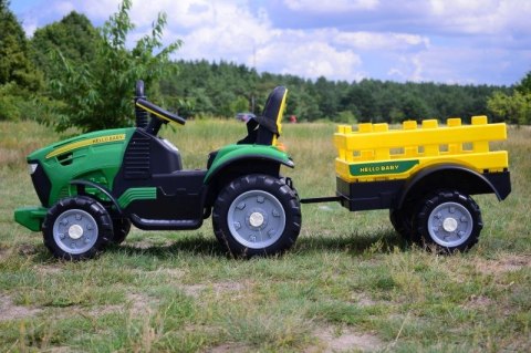 WIELKI TRAKTOR HALLO BABY Z PRZYCZEPĄ, PILOT, APLIKACJA/T990
