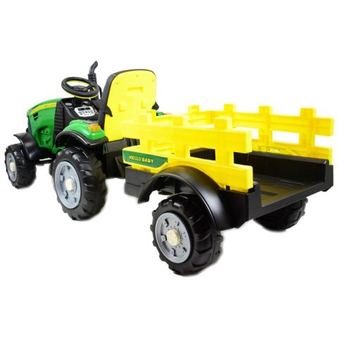 WIELKI TRAKTOR HALLO BABY Z PRZYCZEPĄ, PILOT, APLIKACJA/T990