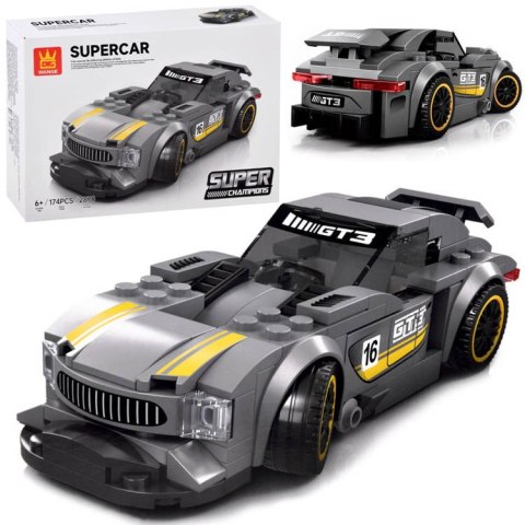 Klocki techniczne Sportowe auto SREBRNE 174-elementy + naklejki ZA4287