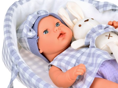 Bobas Lalka Noworodek ubrana szara czapka sukienka maskotka królik ZA5007 Bobas Lalka Noworodek ubrana szara czapka sukienka maskotka królik ZA5007