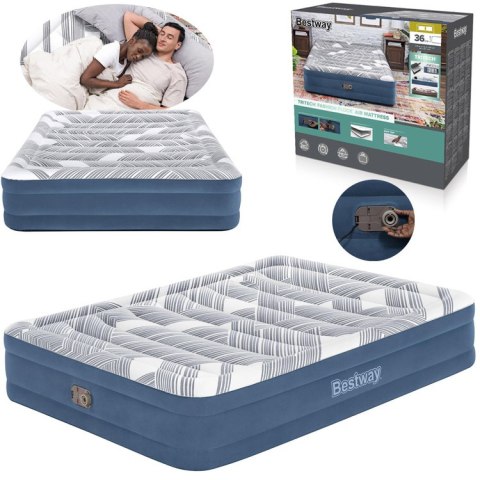 Bestway 2os wygodny materaca Queen 203x152x36cm wbudowana pompka 6712Y