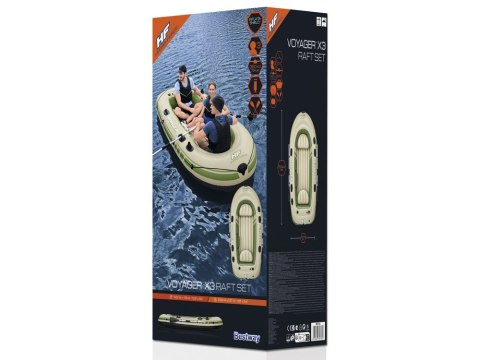Bestway Dmuchany 3osob Ponton + wiosła 294 x 137cm Voyager X3 Raft 65164 Bestway Dmuchany 3osob Ponton + wiosła 294 x 137cm Voyager X3 Raft 65164