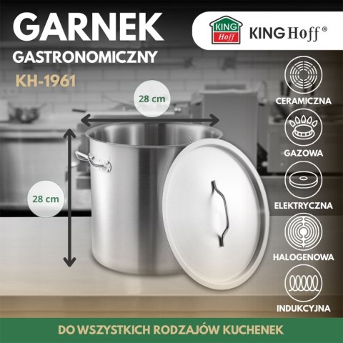 GARNEK GASTRONOMICZNY Z POKRYWĄ STALOWĄ 17L KINGHOFF KH-1961