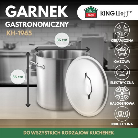 GARNEK GASTRONOMICZNY Z POKRYWĄ STALOWĄ 36L KINGHOFF KH-1965