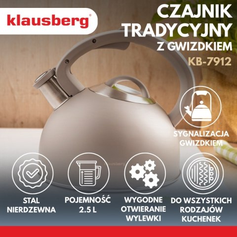CZAJNIK STALOWY Z GWIZDKIEM 2,5L KLAUSBERG KB-7912