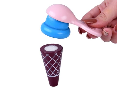 Pastelowa słodka LODZIARNIA na kółkach z drewna + 8 różnych lodów ZA5946