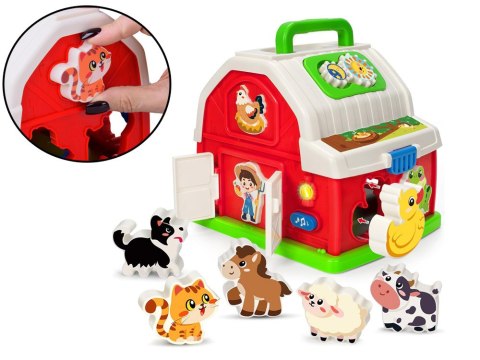 Interaktywny domek edukacyjny farma klocki odgłosy zwierząt sorter ZA5956