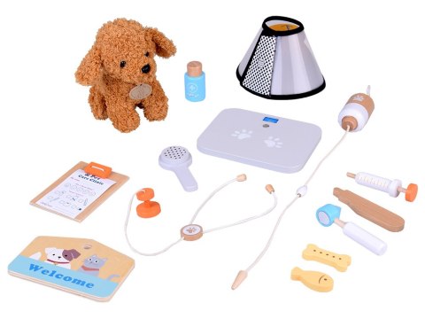 Drewniany Gabinet Klinika Weterynarz z Pluszowym Pieskiem Akcesoria ZA5939