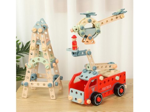 Drewniany Zestaw konstrukcyjny Klocki zbuduj Auto Wieże 129 ele ZA5381