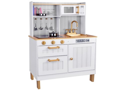 Elegancka Biała drewniana Kuchnia z akcesoriami Światło + dźwięk ZA5387 Elegancka Biała drewniana Kuchnia z akcesoriami Światło + dźwięk ZA5387