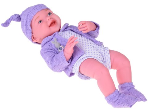 Uśmiechnięta Lalka bobas 40cm laleczka dzidziuś fioletowy sweterek ZA5321 Uśmiechnięta Lalka bobas 40cm laleczka dzidziuś fioletowy sweterek ZA5321