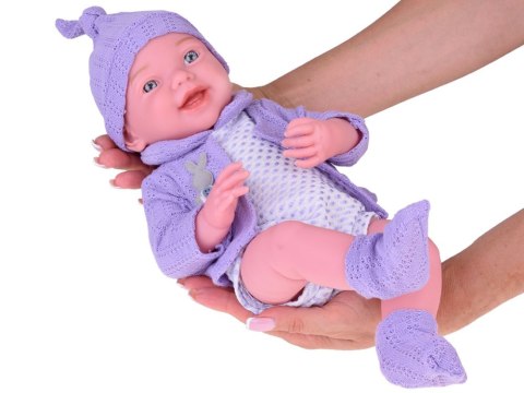 Uśmiechnięta Lalka bobas 40cm laleczka dzidziuś fioletowy sweterek ZA5321 Uśmiechnięta Lalka bobas 40cm laleczka dzidziuś fioletowy sweterek ZA5321