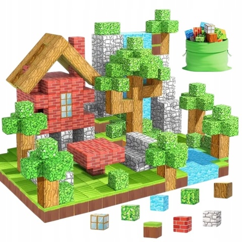 KLOCKI MAGNETYCZNE KLOCKI SZEŚCIANY 100 KLOCKÓW ZABAWKI MONTESSORI