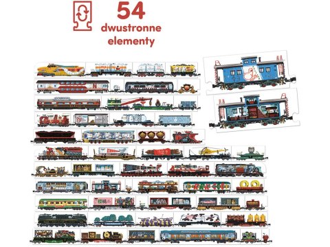 CzuCzu Puzzle dwustronne Pociągi 54 dwustronne elementy technika ZA5558 CzuCzu Puzzle dwustronne Pociągi 54 dwustronne elementy technika ZA5558