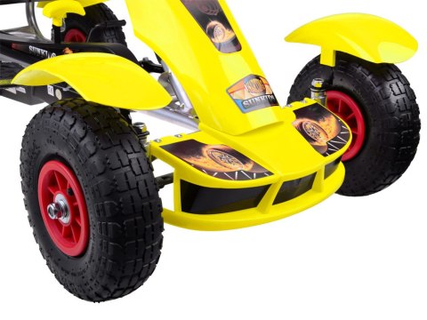 Żółty sportowy GOKART na pedały dla dzieci do 50kg - Pompowane koła SP0209 Żółty sportowy GOKART na pedały dla dzieci do 50kg - Pompowane koła SP0209
