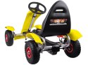 Żółty sportowy GOKART na pedały dla dzieci do 50kg - Pompowane koła SP0209