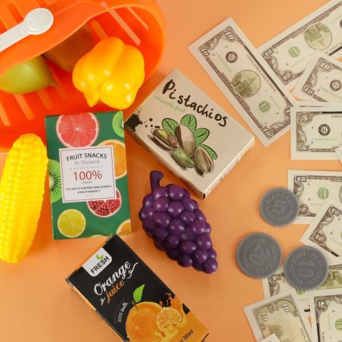 Kasa fiskalna dla dzieci supermarket sklep skaner kalkulator koszyk z akcesoriami 36 el.