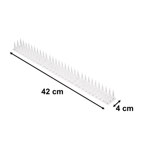 Kolce na gołębie listwa na ptaki odstaszacz plastikowe gęste białe 8el. 43 cm
