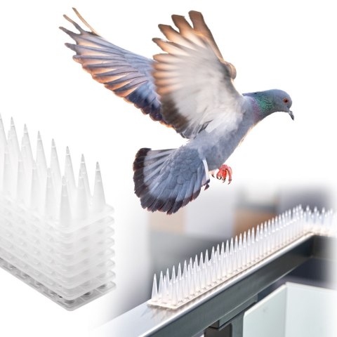 Kolce na gołębie listwa na ptaki odstaszacz plastikowe gęste białe 8el. 43 cm