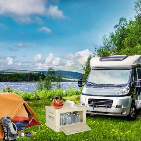 Pudełko campingowe skrzynka organizer do bagażnika skrzynia 25l szare