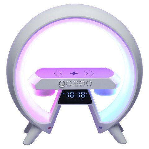 Lampka LED Gamingowa RGB głośnik ładowarka indukcyjna radio budzik zegar