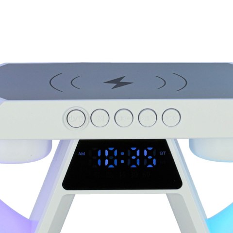 Lampka LED Gamingowa RGB głośnik ładowarka indukcyjna radio budzik zegar