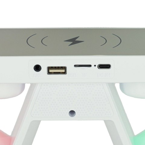 Lampka LED Gamingowa RGB głośnik ładowarka indukcyjna radio budzik zegar