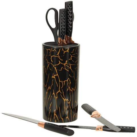 Zestaw noży kuchennych 5 noży + nożyczki + stojak marmur 7 el. POWYSTAWOWE