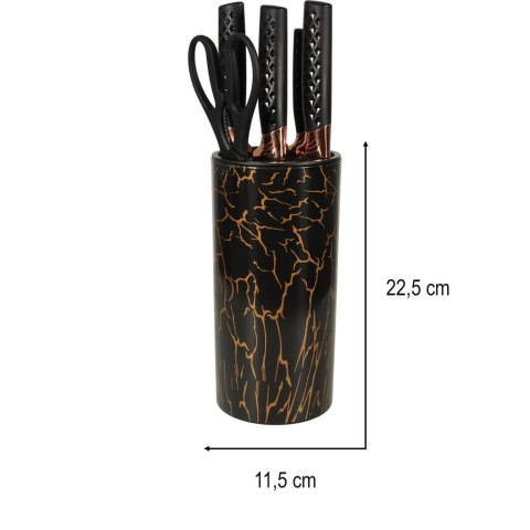 Zestaw noży kuchennych 5 noży + nożyczki + stojak marmur 7 el. POWYSTAWOWE