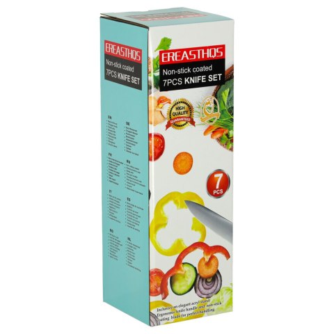 Zestaw noży kuchennych 5 noży + nożyczki + stojak marmur 7 el. POWYSTAWOWE