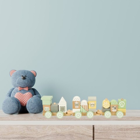 Pociąg kolejka drewniana LULILO pastelowy