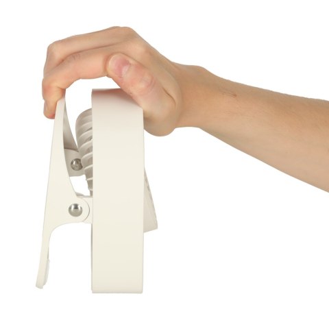 Wentylator biurkowy wiatrak z klipsem bezprzewodowy USB chłodzenie 3 poziomy mocy 11,5cm biały