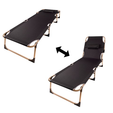 Łóżko polowe składane turystyczne kanadyjka leżanka z regulacją 193 cm szare