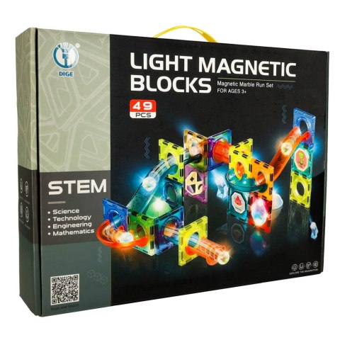 Klocki magnetyczne marble tor kulkowy świecący 49 elementów