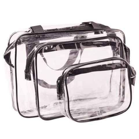 Kosmetyczka przezroczysta transparentna podróżna organizer do samolotu 3 sztuki