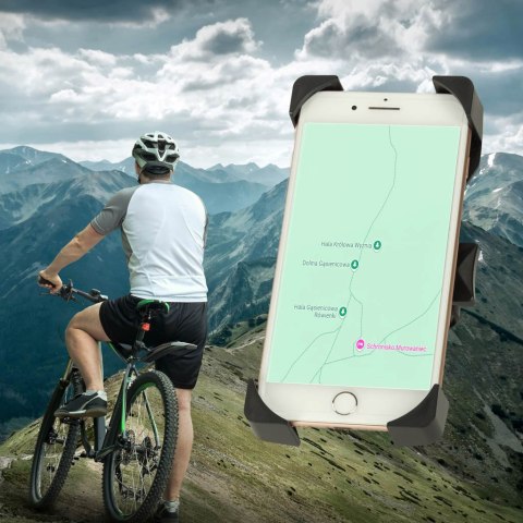 Uchwyt rowerowy motocyklowy na telefon czarny C51 stabilny