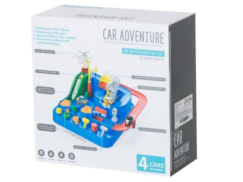 Tor przeszkód interaktywny samochodowy wyścigi parking 4 pojazdy auto autobus radiowóz wóz strażacki helikopter 24x24cm XL