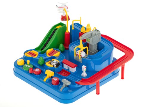 Tor przeszkód interaktywny samochodowy wyścigi parking 4 pojazdy auto radiowóz ambulans helikopter 32x32cm XXL