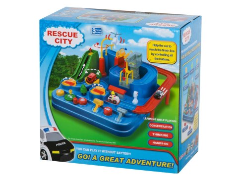 Tor przeszkód interaktywny samochodowy wyścigi parking 4 pojazdy auto radiowóz ambulans helikopter 32x32cm XXL